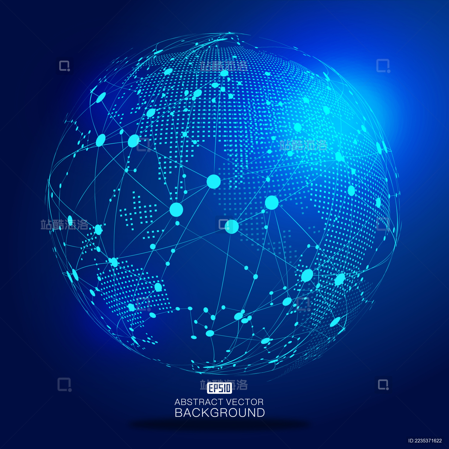 数码地球、点线链接结合组成发光地球科技背景 科技效果的地球矢量元素