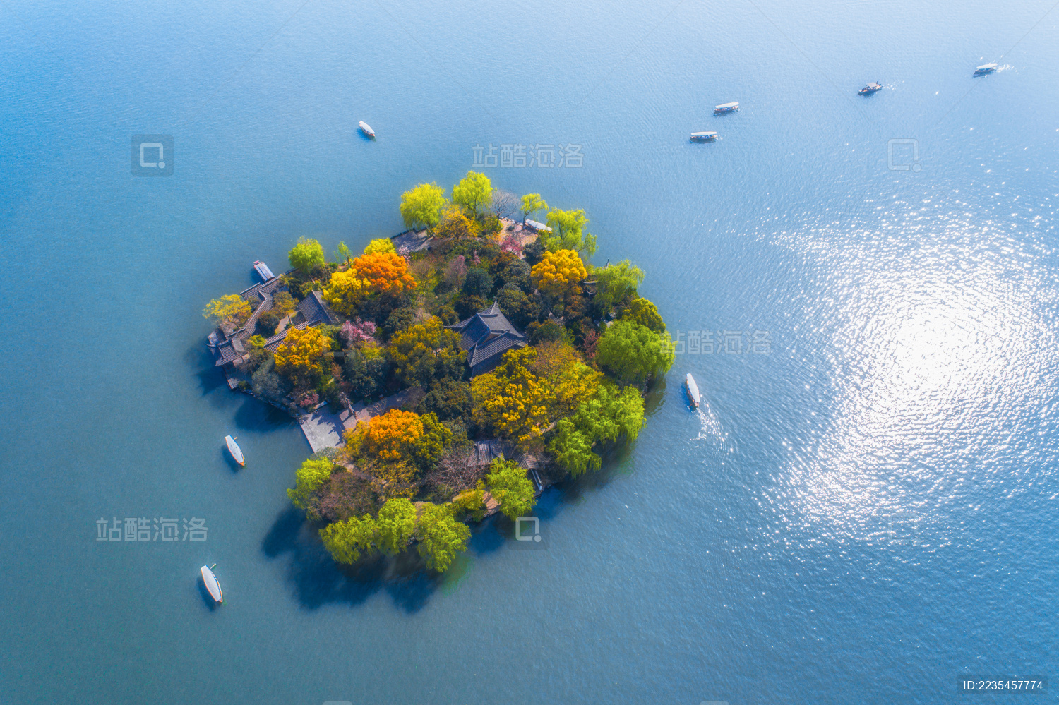 浙江杭州西湖湖心亭航拍