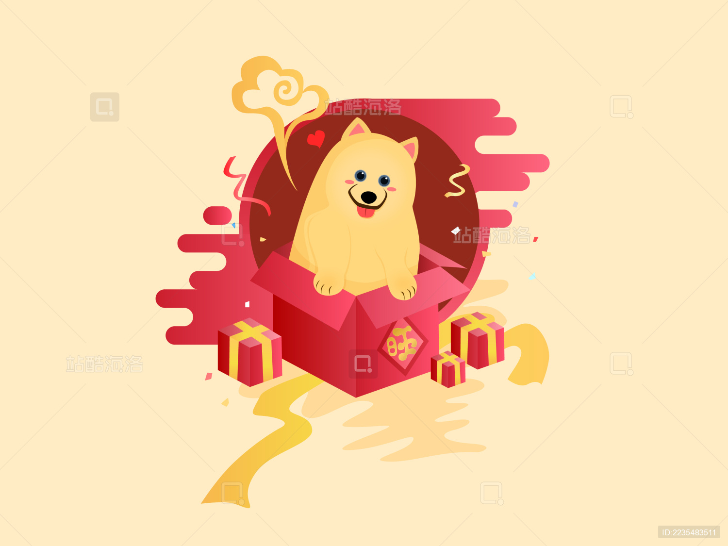 礼物盒里的小狗