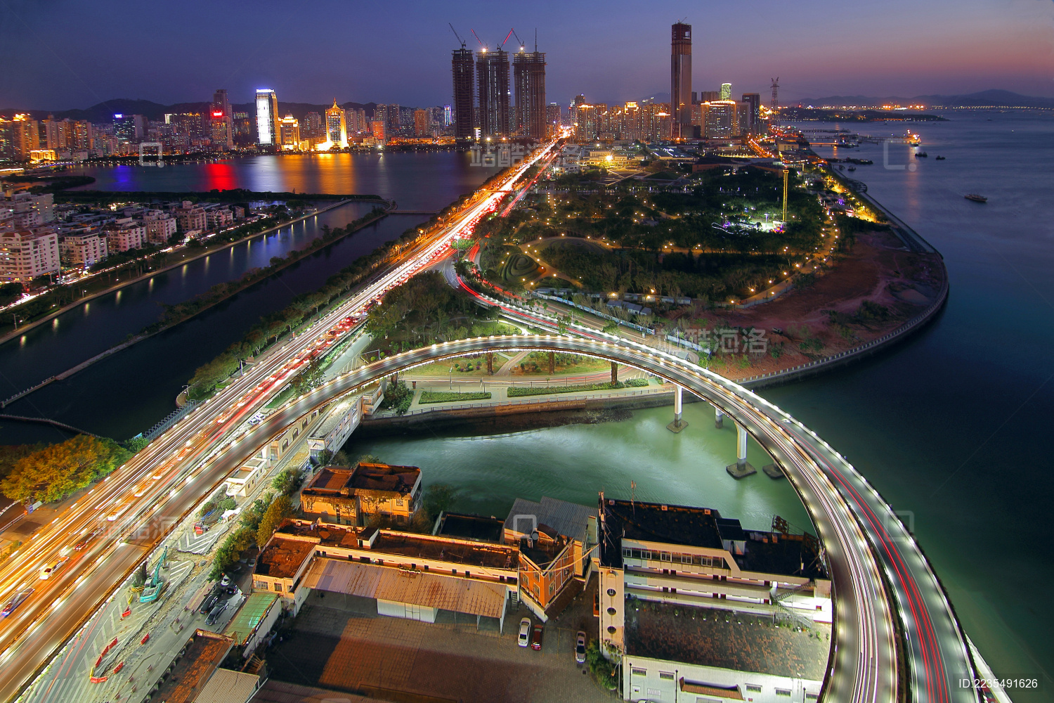 厦门筼筜湖城市风光夜景