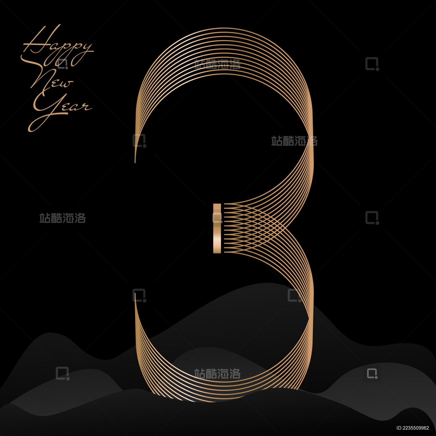 金色创意线条数字海报