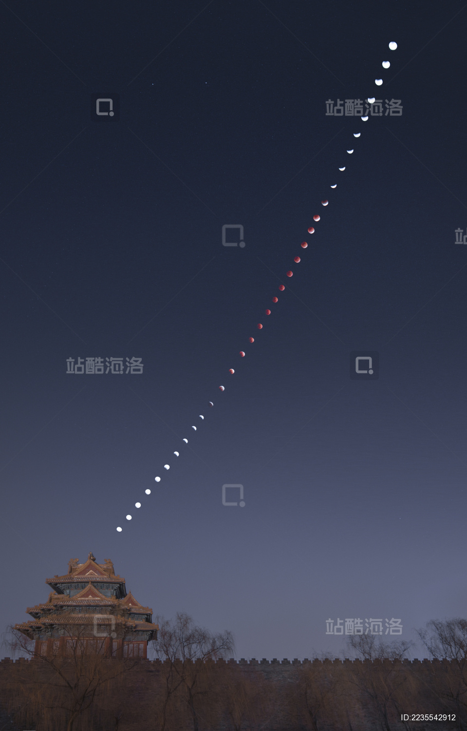 2018年1月31日 在北京角楼用照片记录下月全食整个过程