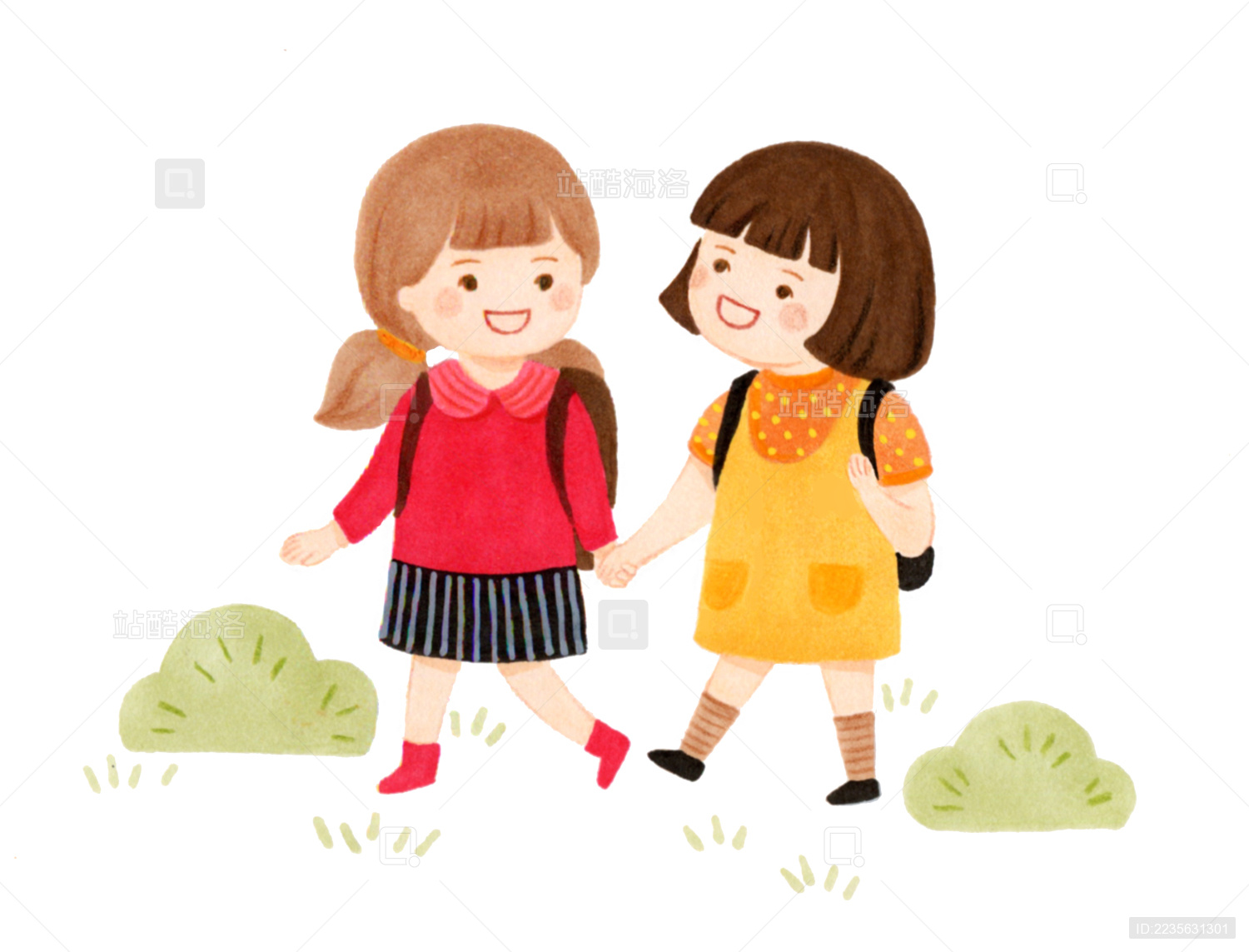 小朋友幼儿学小学生上学插画