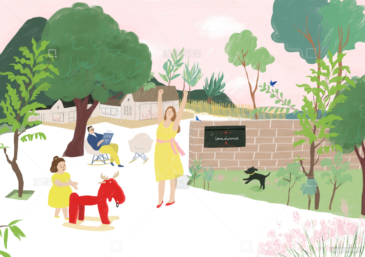 家人 山村 度假 休闲 放松