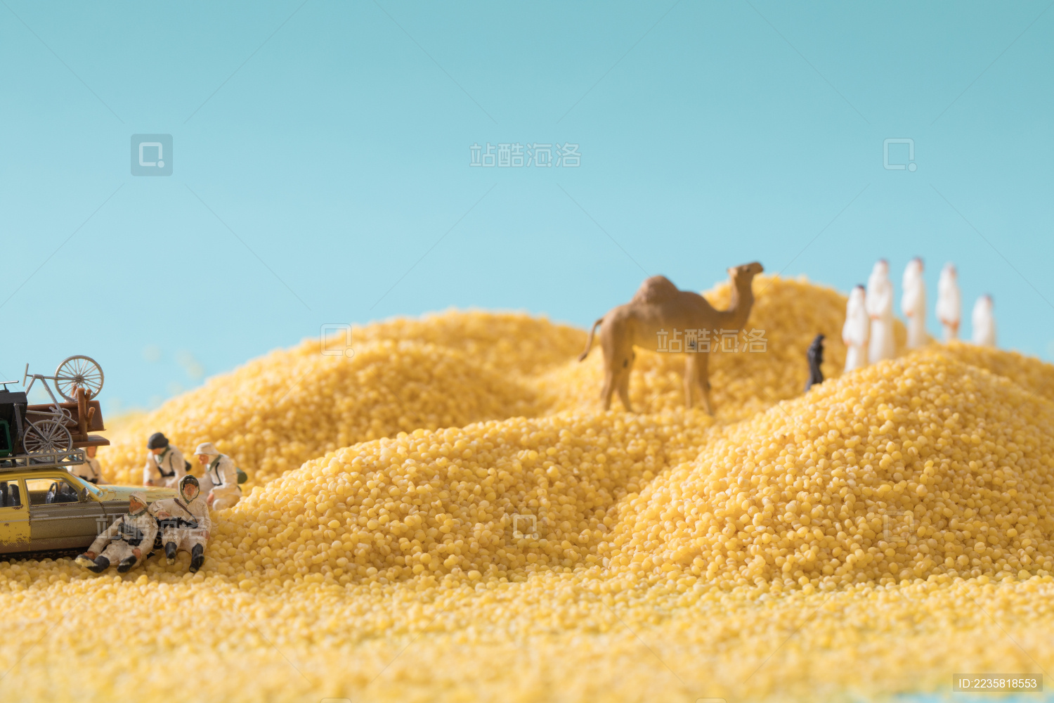 缩微小人 小人国 微距  miniature 小米 沙漠里的阿拉伯人 干货   五谷杂粮   特产   农产品   农家干货 White Jelly Fungus on blue background