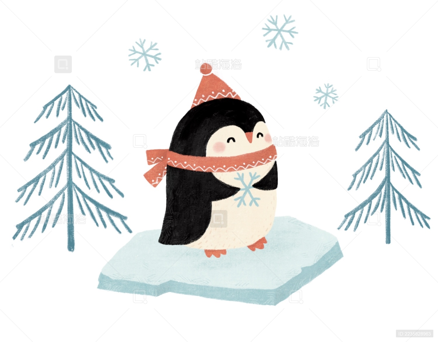 可爱小企鹅插画