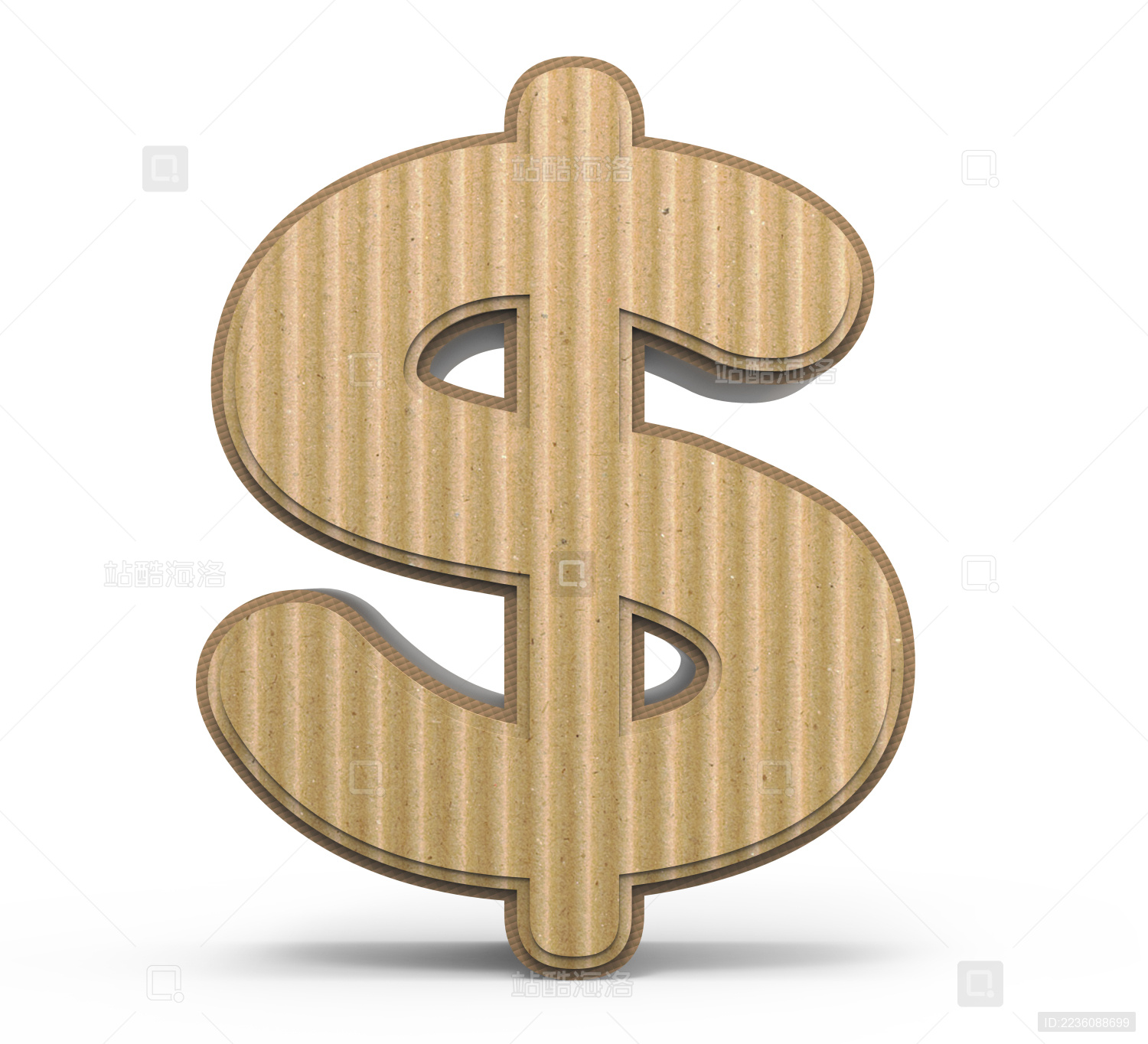 三维波纹纸板货币符号 标点符号设计