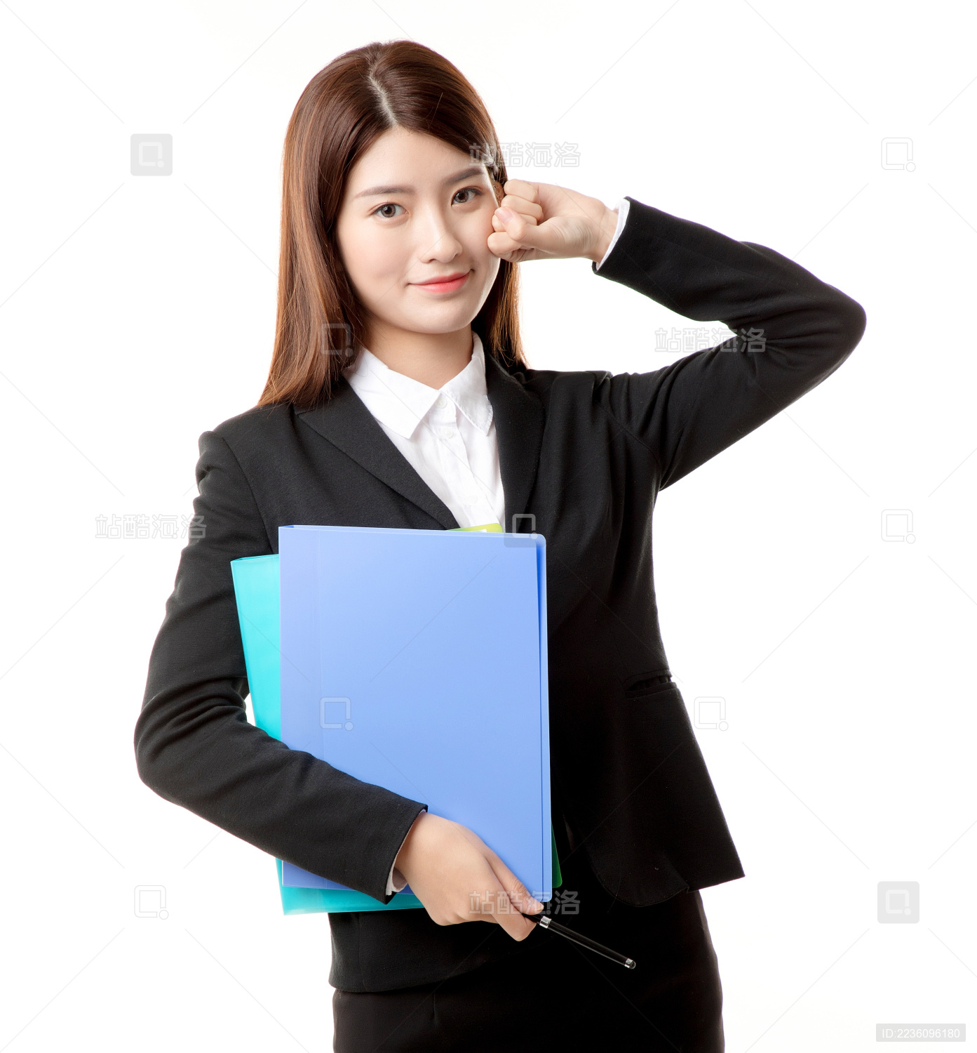 白色背景下的商务女白领