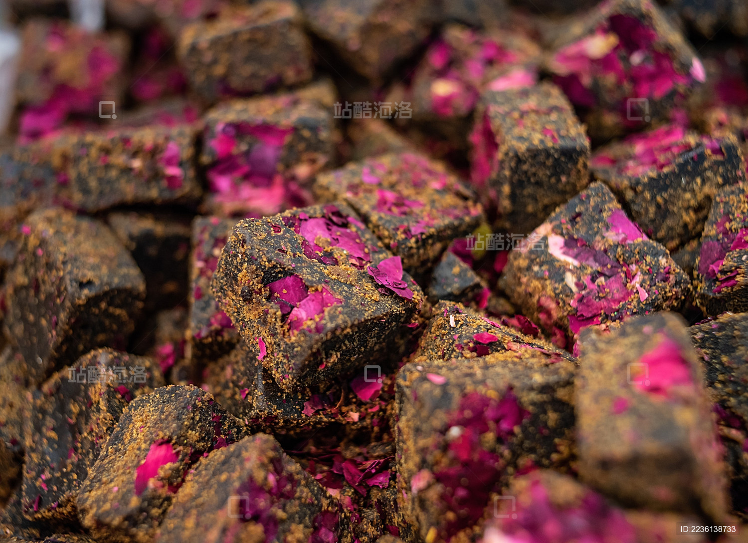 中国云南纯手工古法老黑糖块-玫瑰花黑糖块