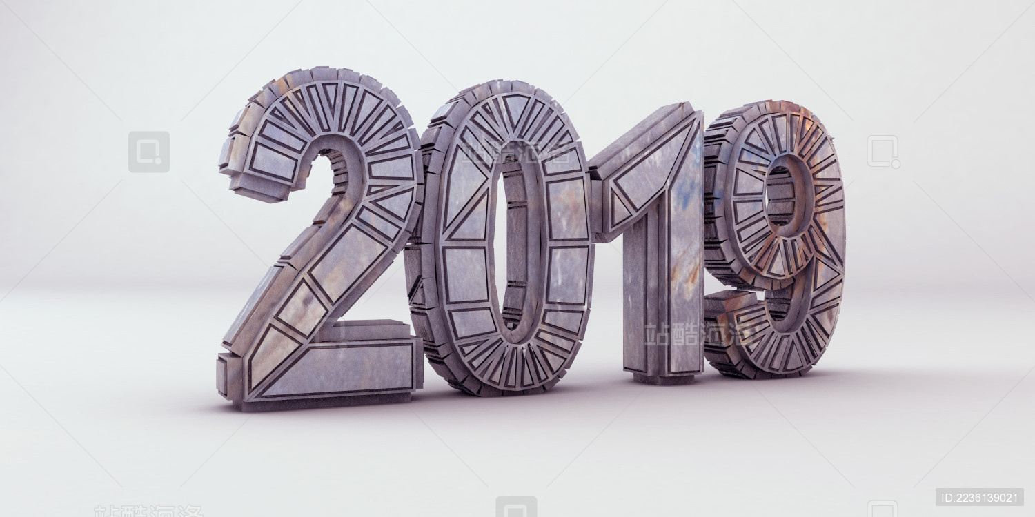2019年3d数字背景插图