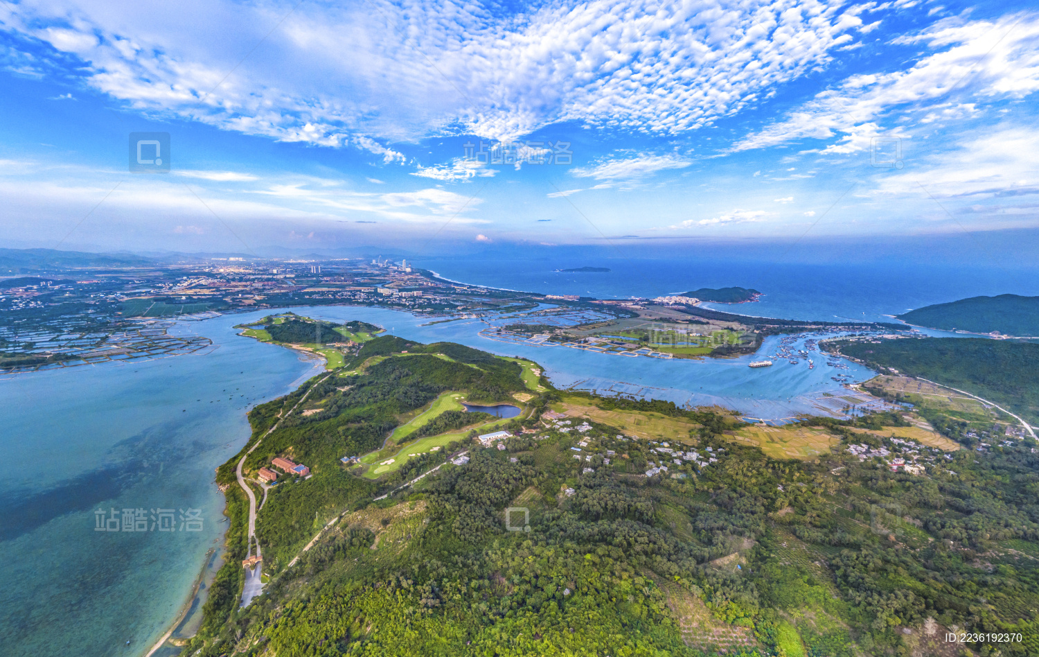 Aerial View of Sanya Begonia Bay Peninsula Golf Course and Tielu Port
