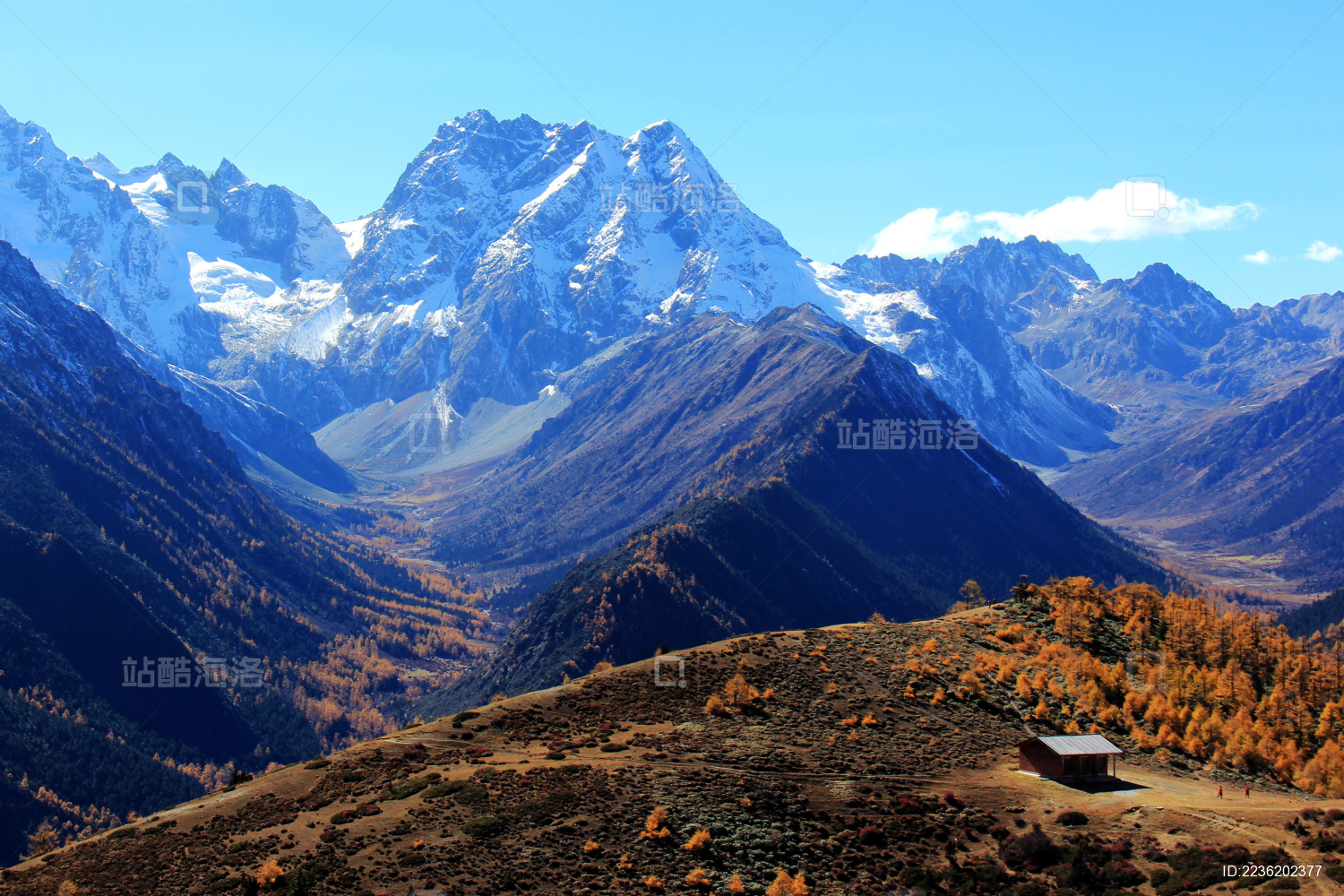 雪山脚下的小屋
