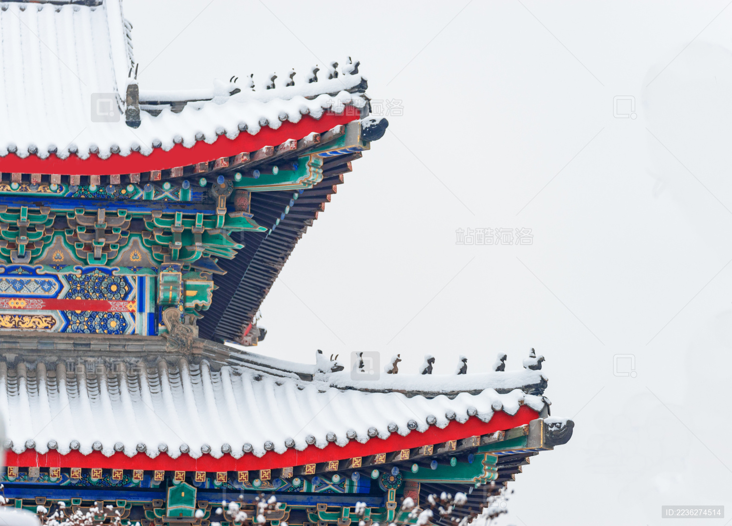 山东省临沂市的古建筑雪景