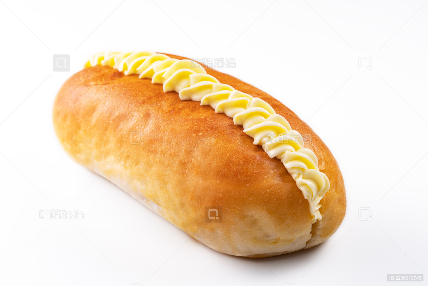 白底烘焙产品鲜打奶酪条面包