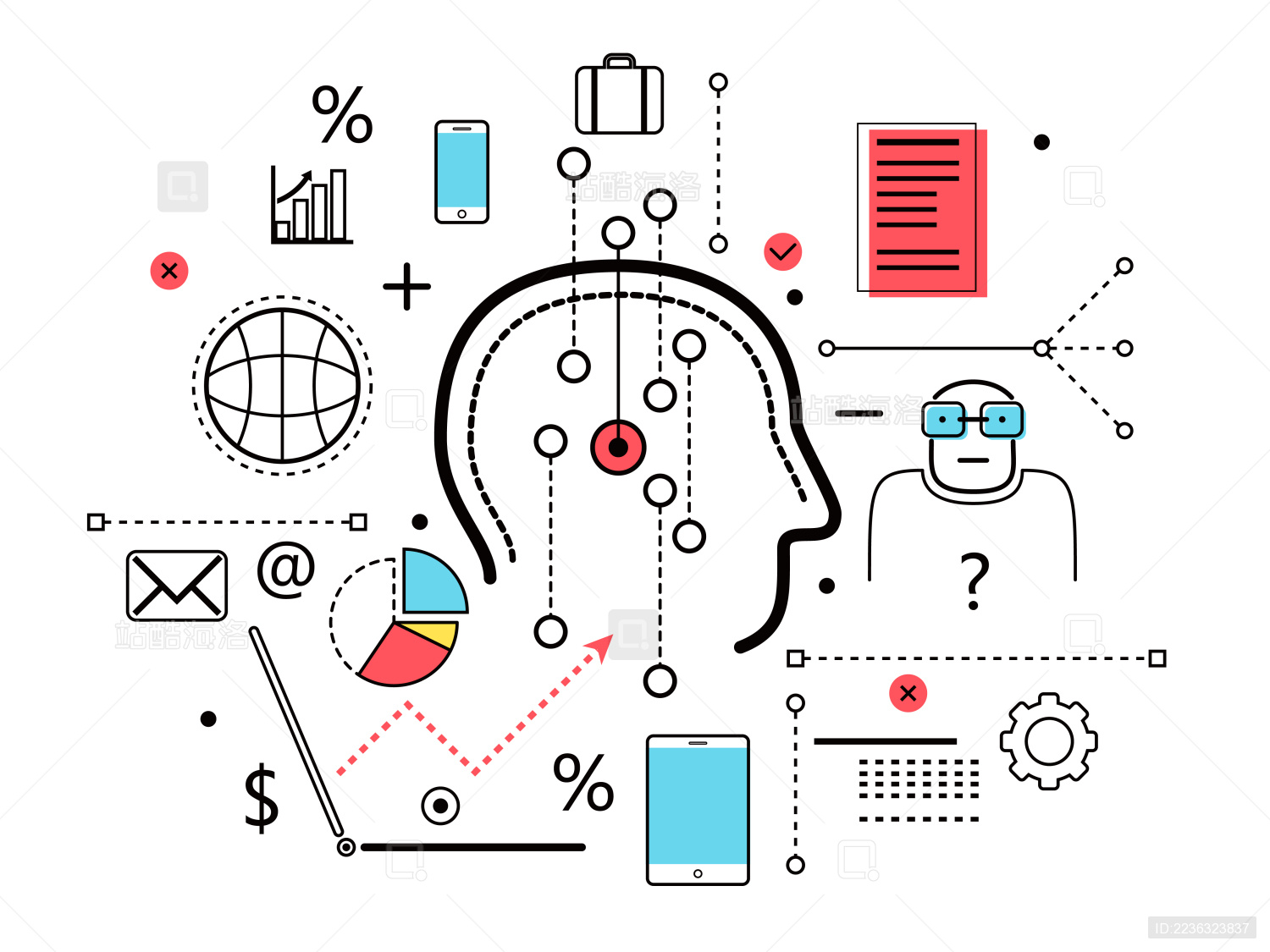 办公环境、科学实验、抽象的矢量办公环境、OA系统。