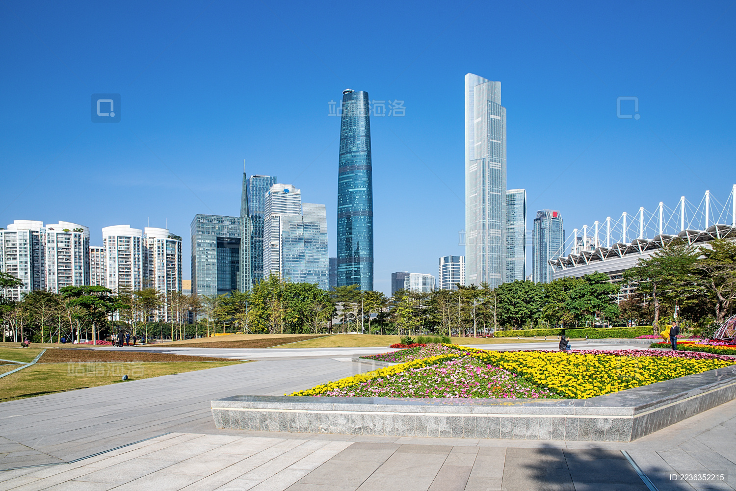 中国广州市天河cbd双子塔