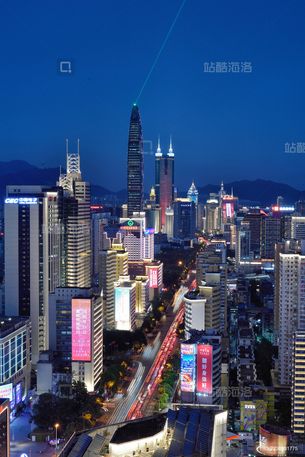 深圳罗湖深南大道城市风光夜景