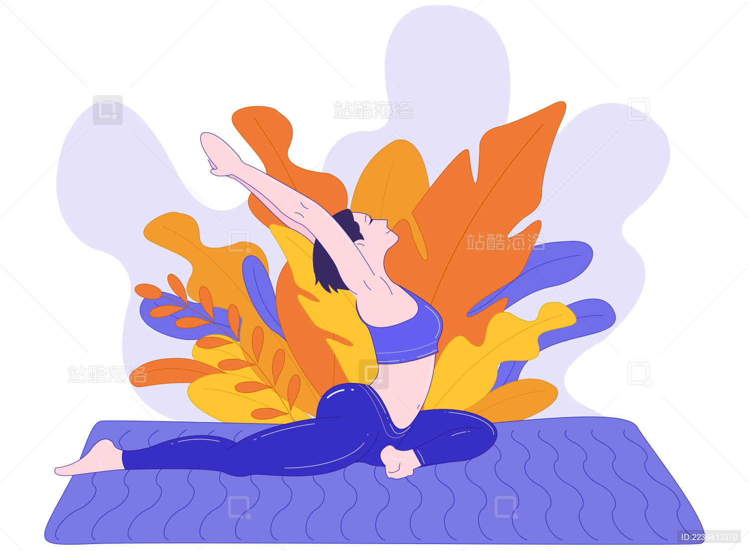 瑜伽锻炼运动健身女孩插画