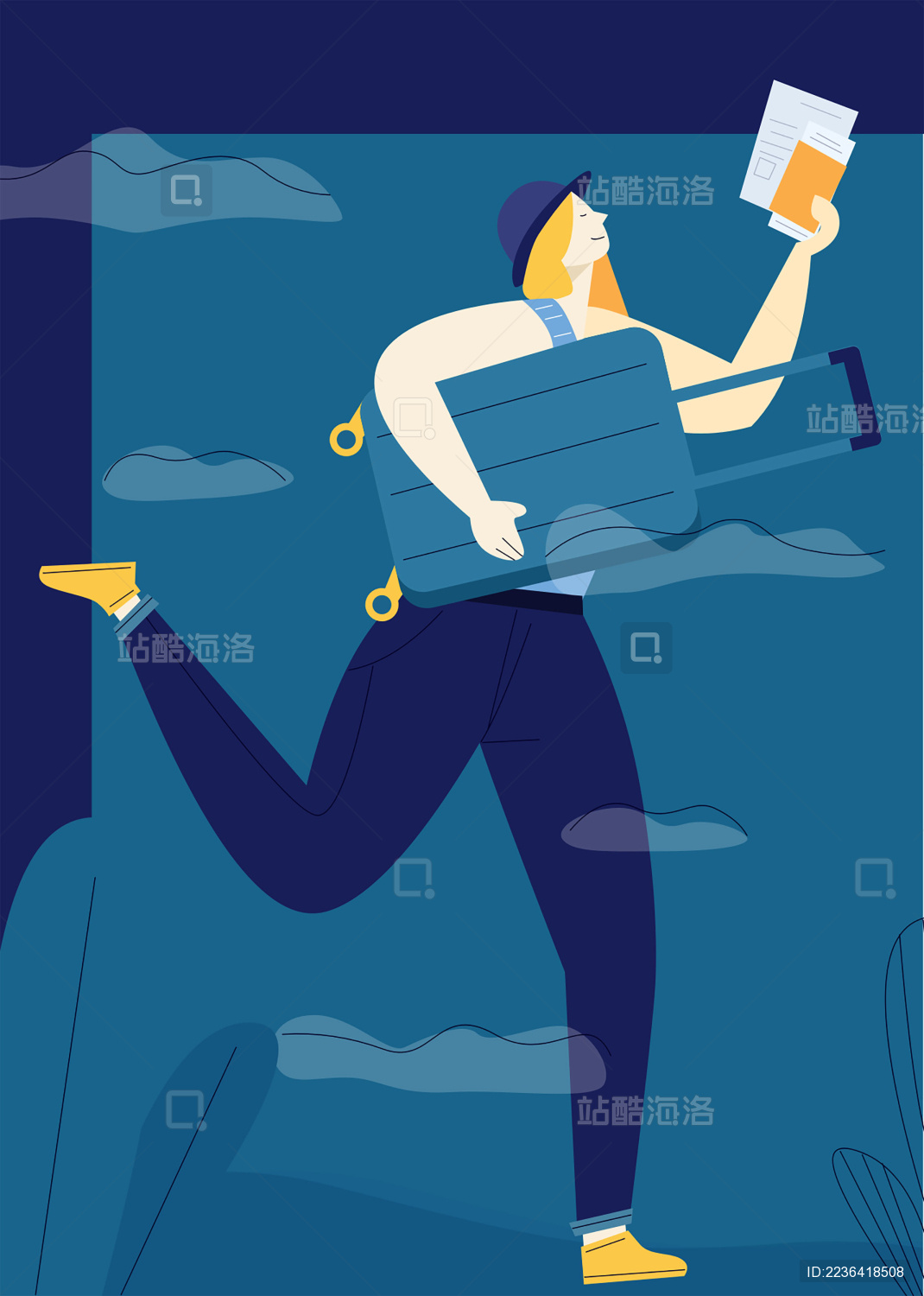 高兴的去旅行的人