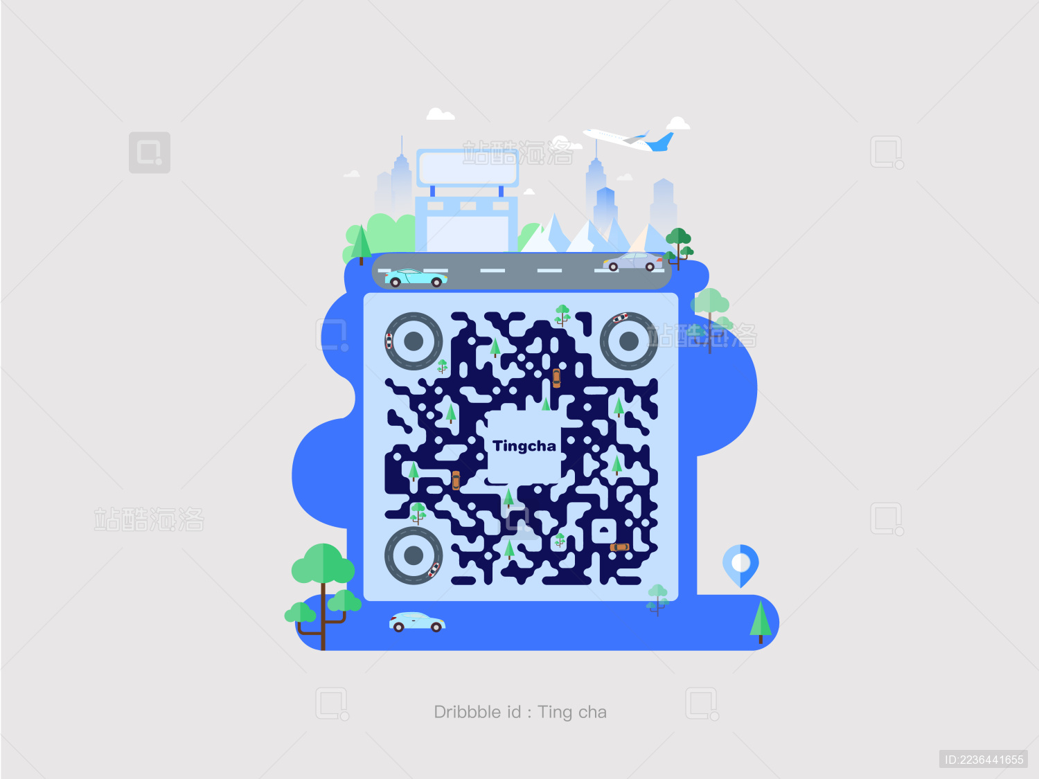 微信公众号二维码展示插画