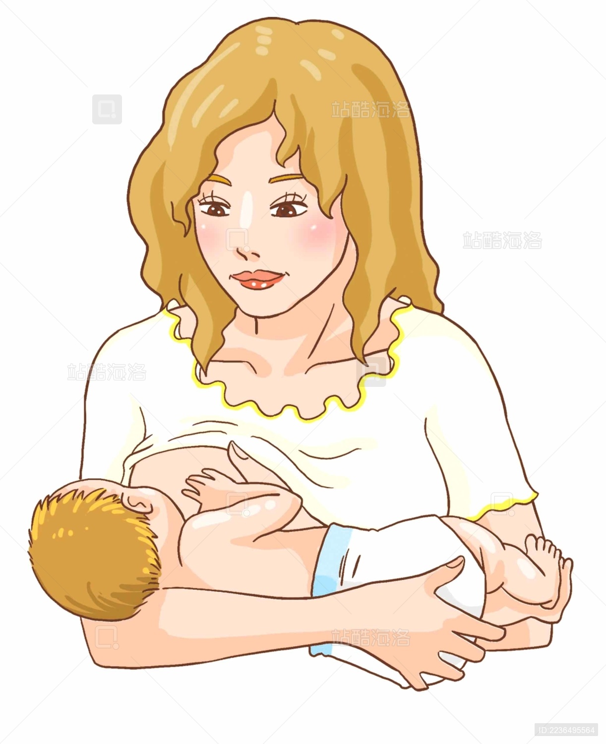 母婴主题妈妈给宝宝喂奶粉手绘小清新插画图片-千库网