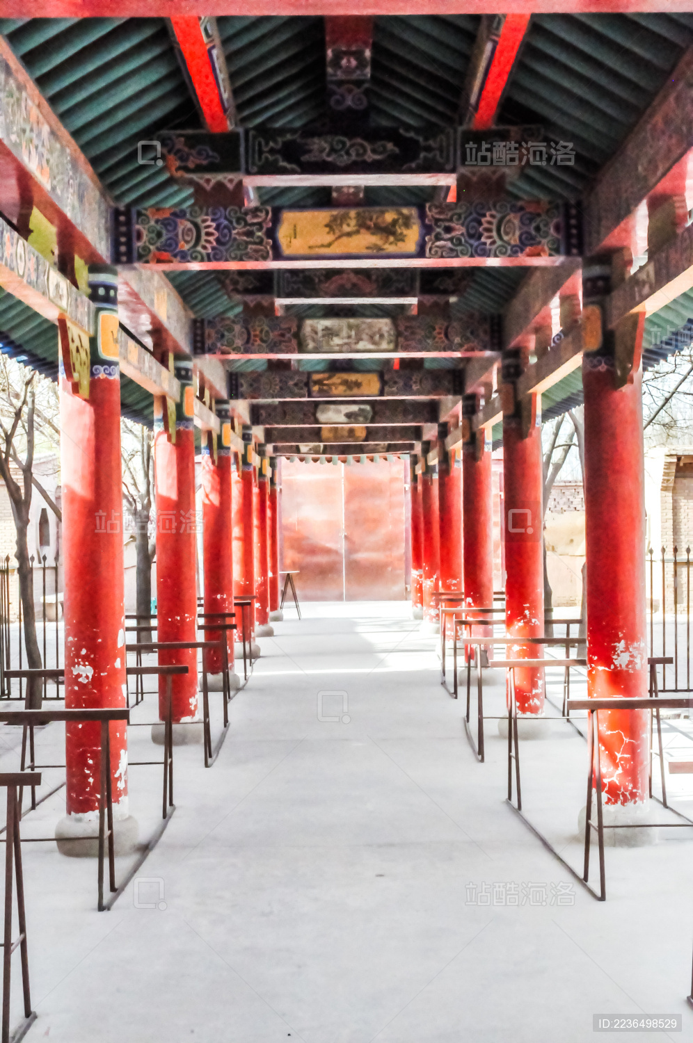 中式古建筑寺庙连廊