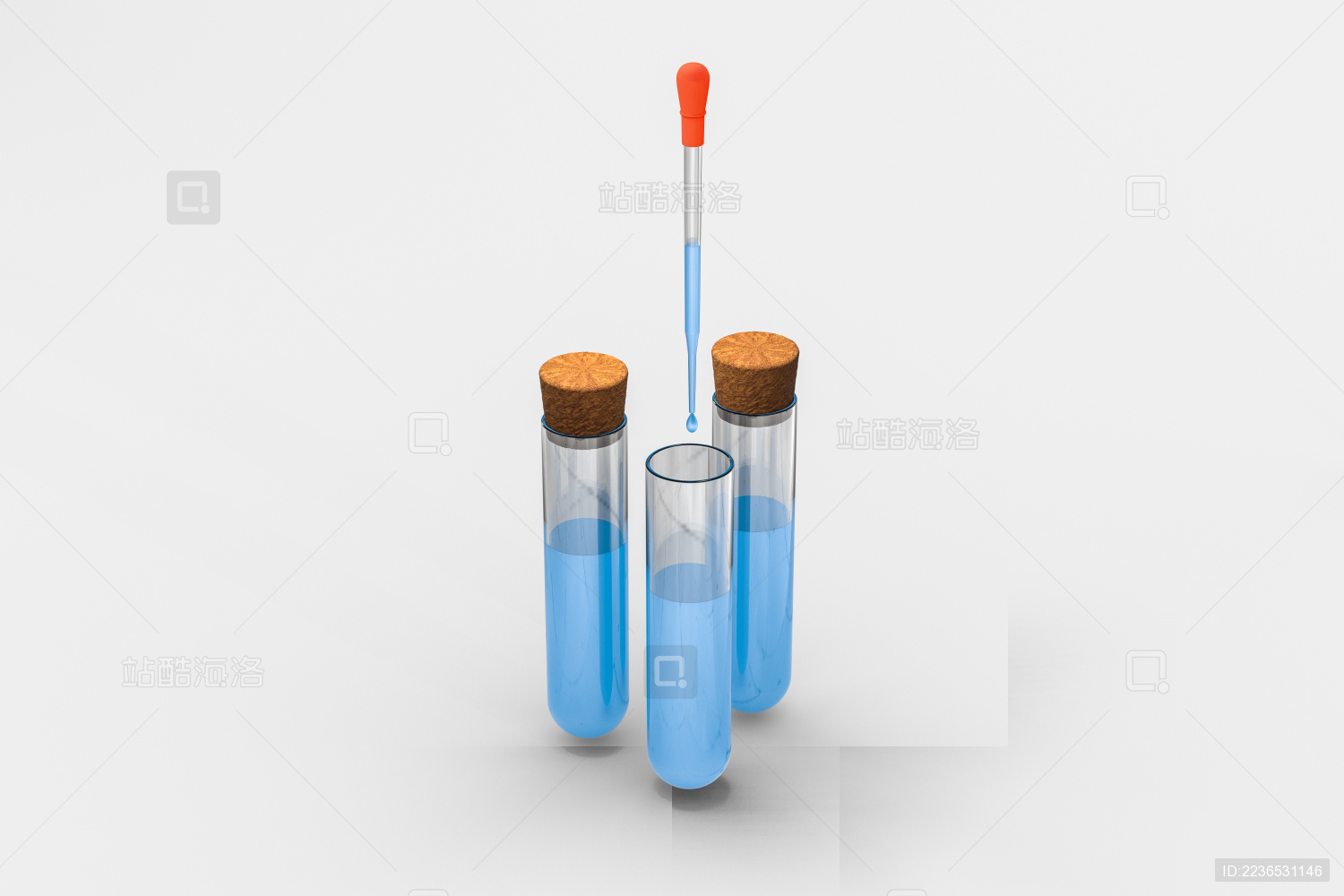 三维渲染 实验室的化学器皿