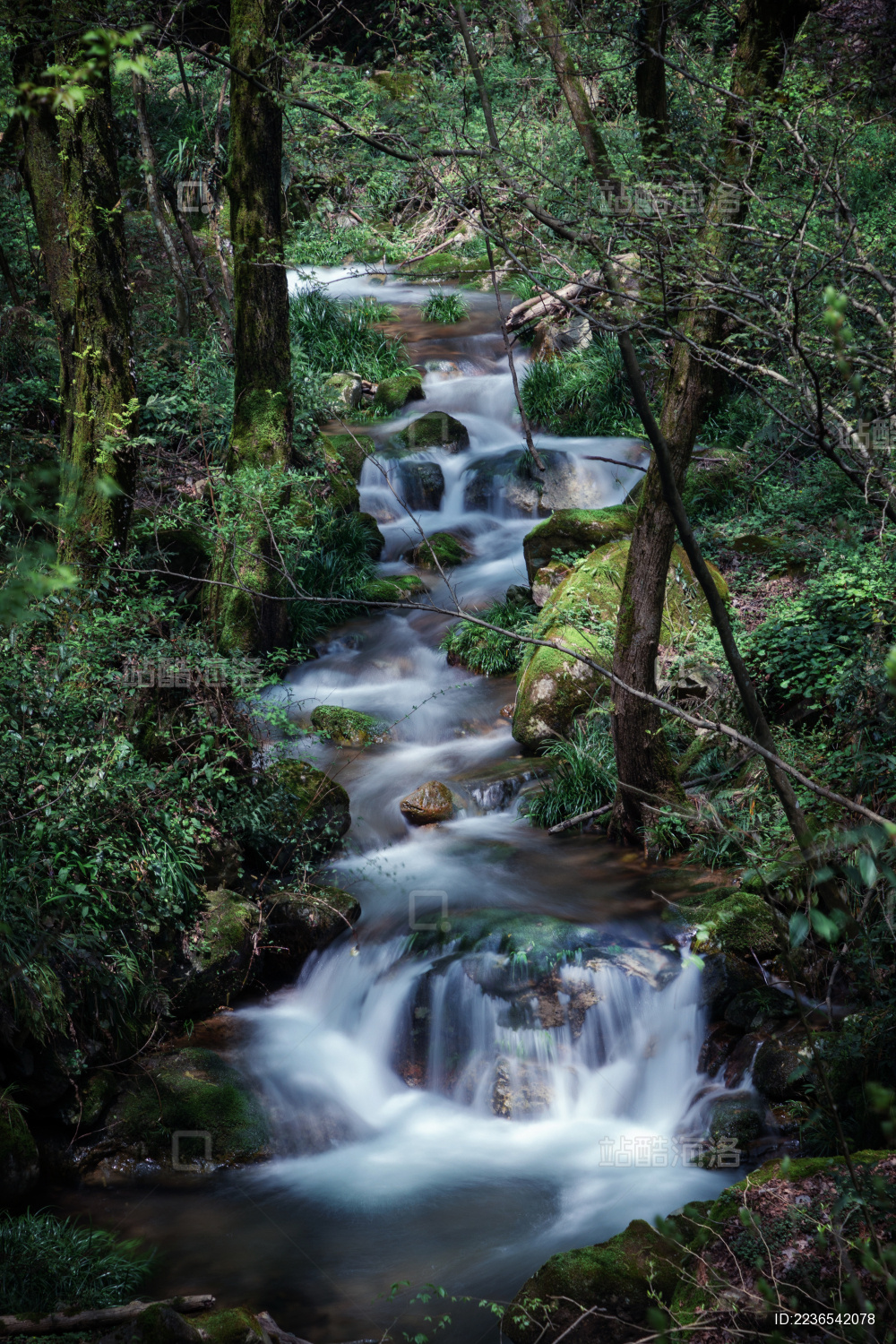 古道岩石水流青苔慢门摄影