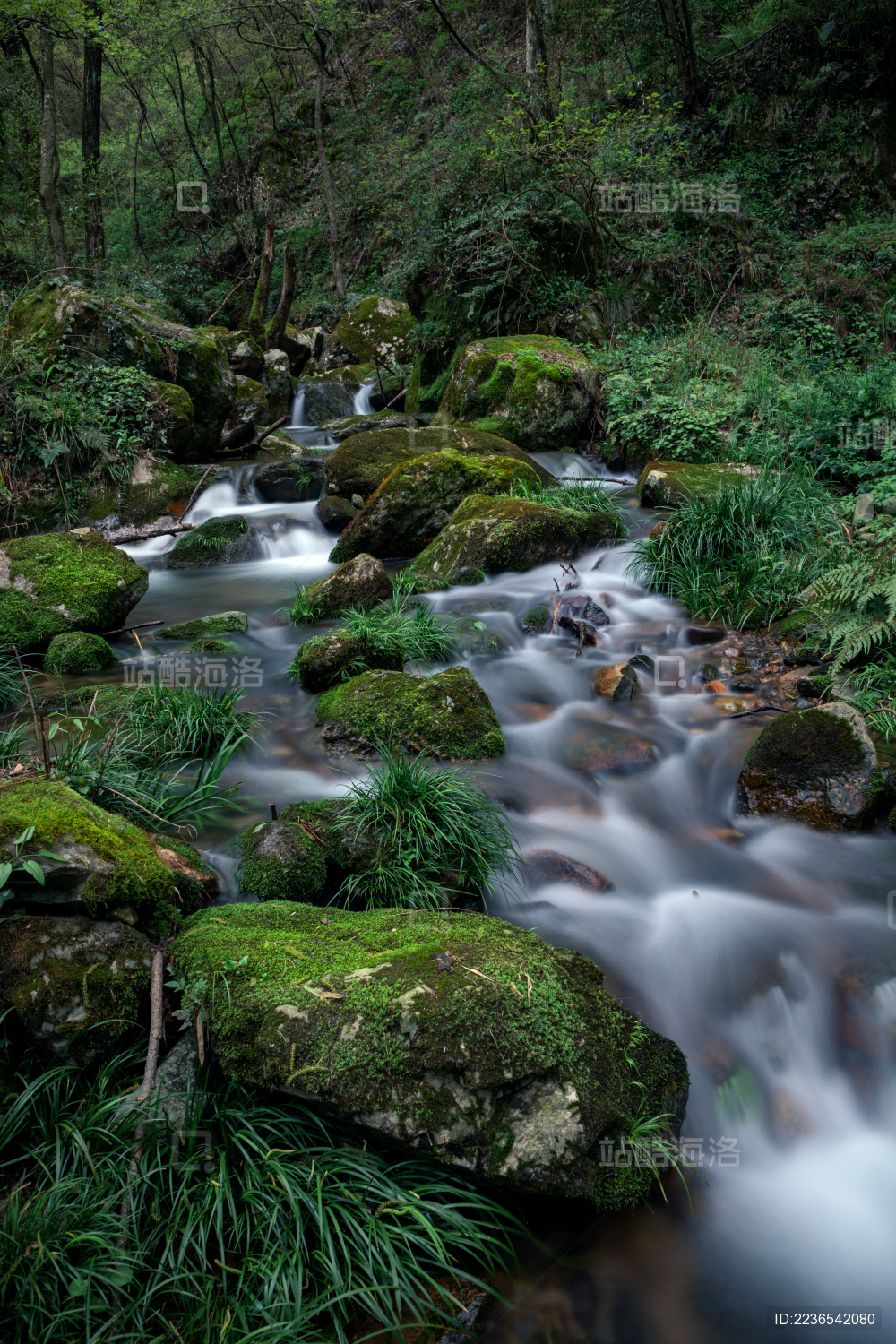 古道岩石水流青苔慢门摄影