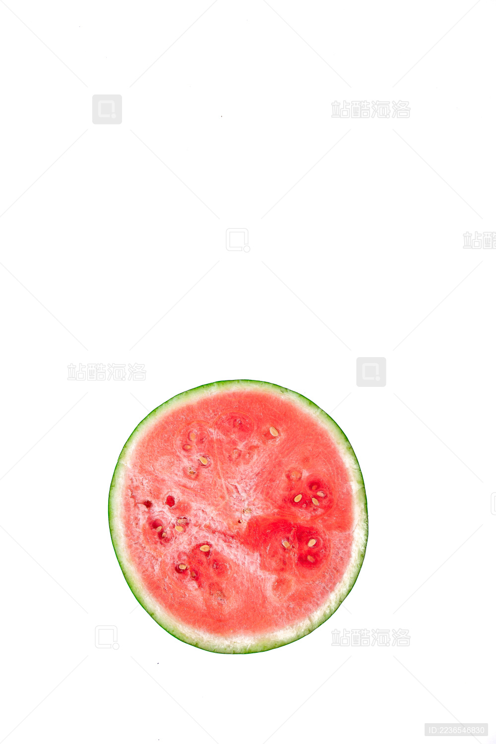 正上方视角特写西瓜切面
