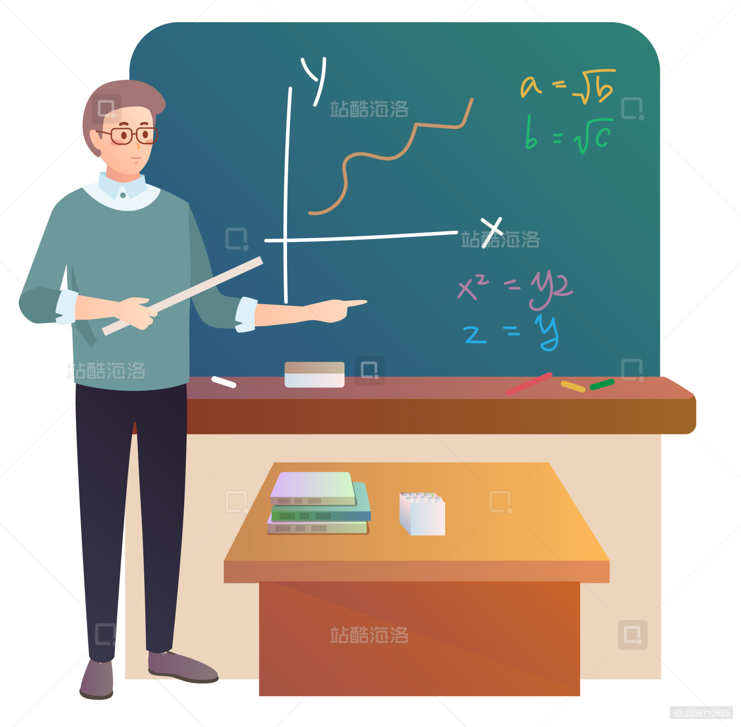 老师讲解授课 黑板教室场景