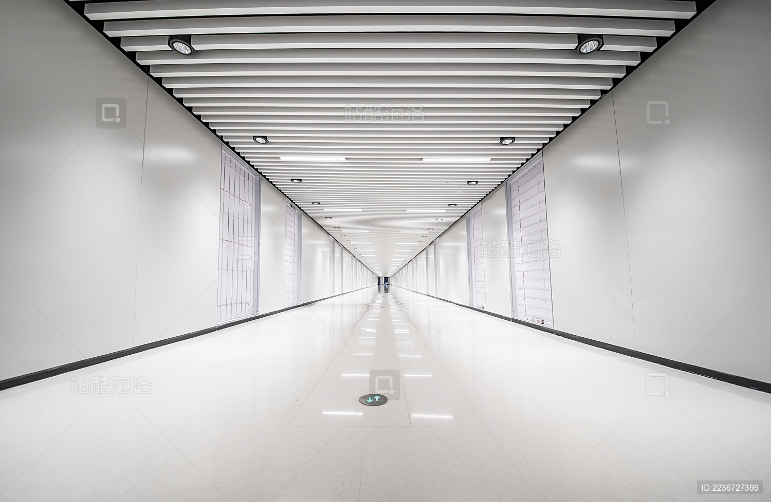 透视的地下通道走廊现代建筑室内空间环境背景素材