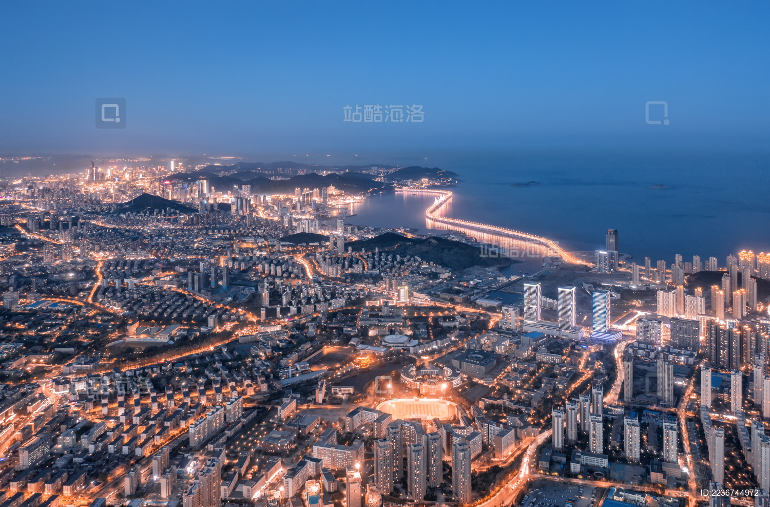 大连高新区夜景全景跨海大桥