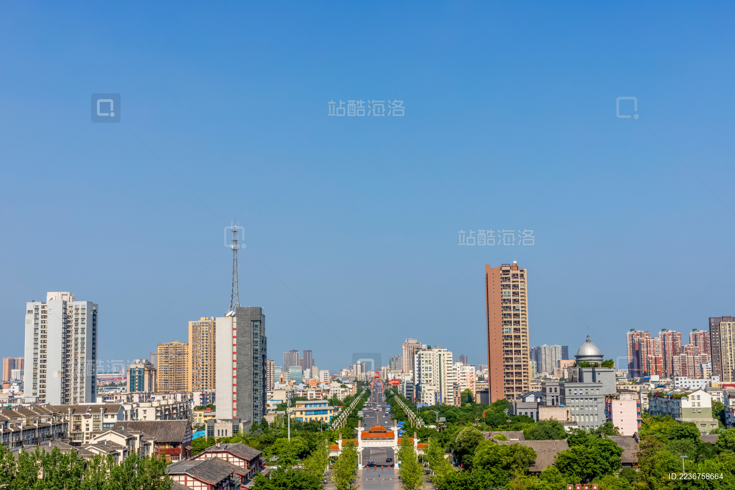 中国四川省德阳市城市建筑群景观