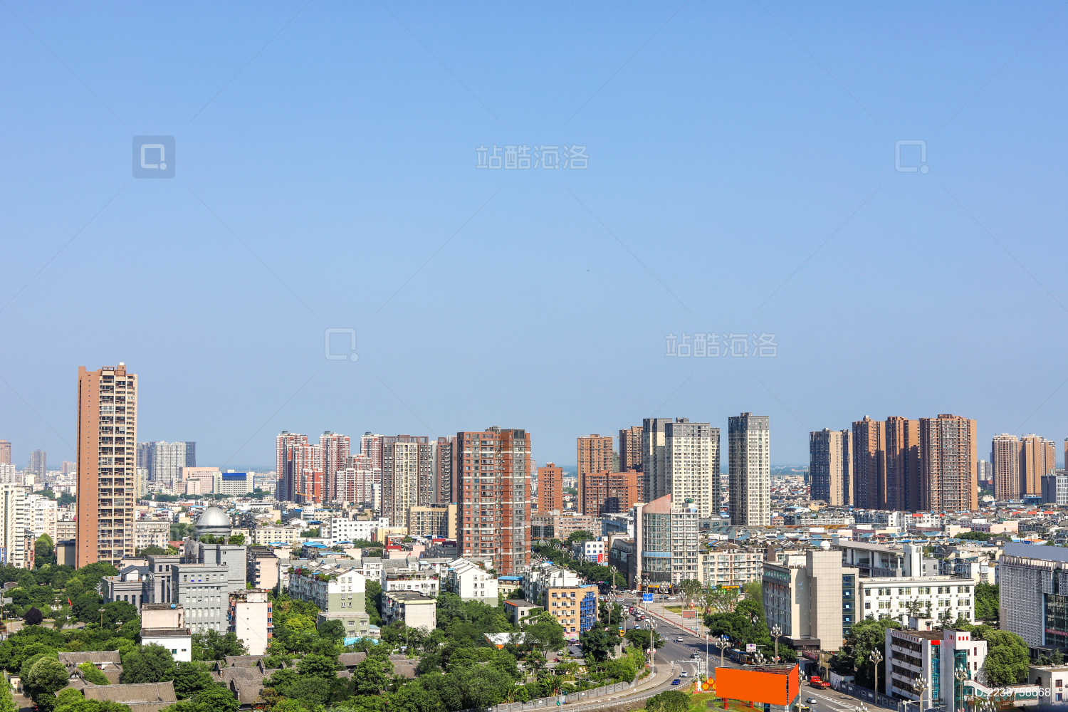 中国四川省德阳市城市建筑群景观