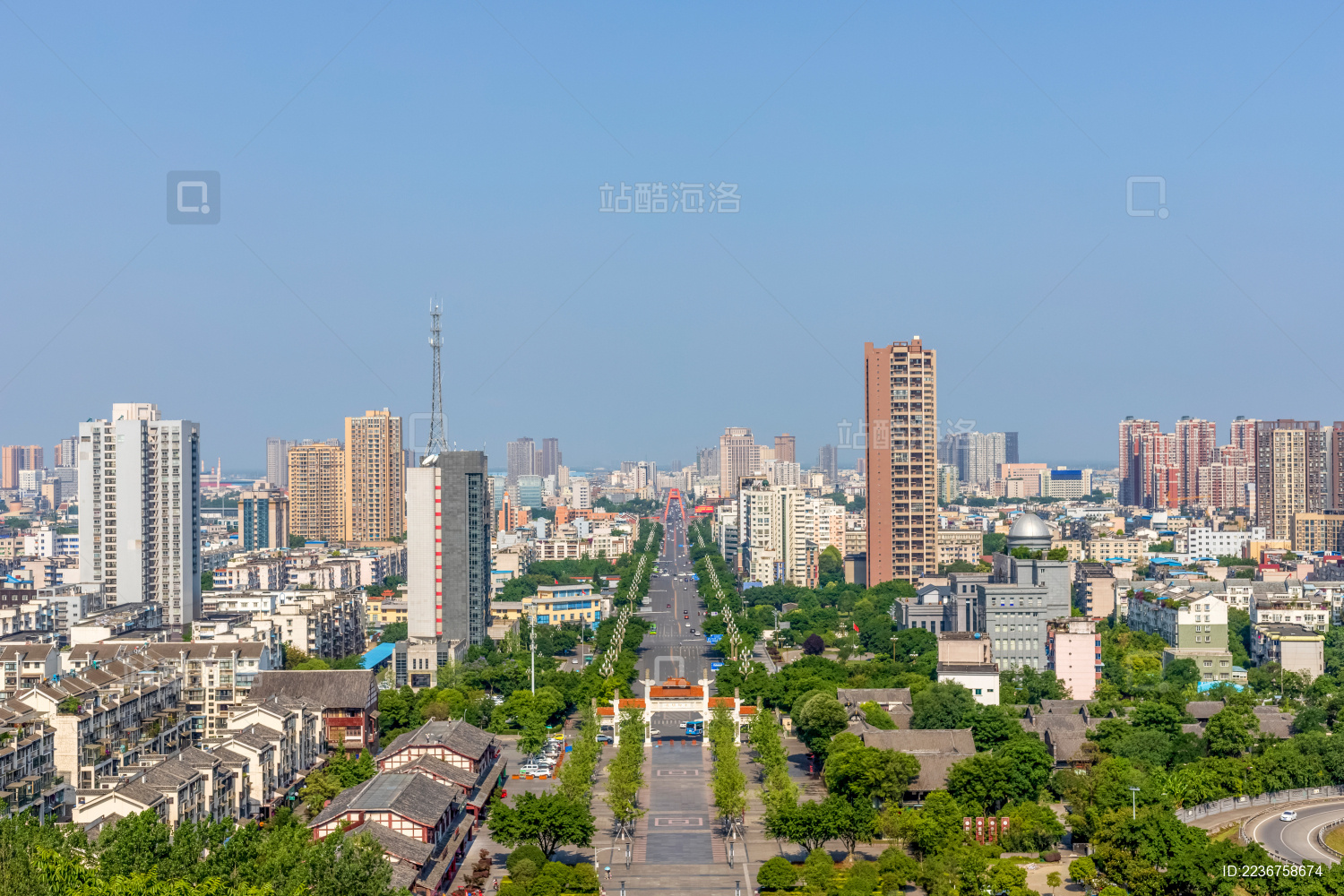 中国四川省德阳市城市建筑群景观