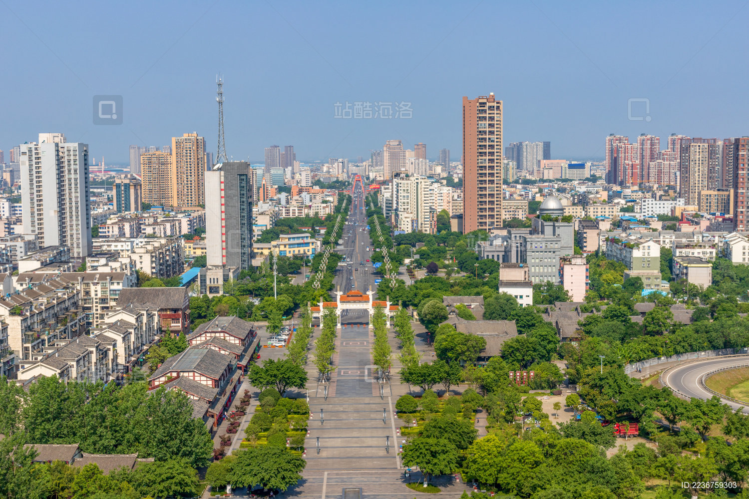中国四川省德阳市城市建筑群景观