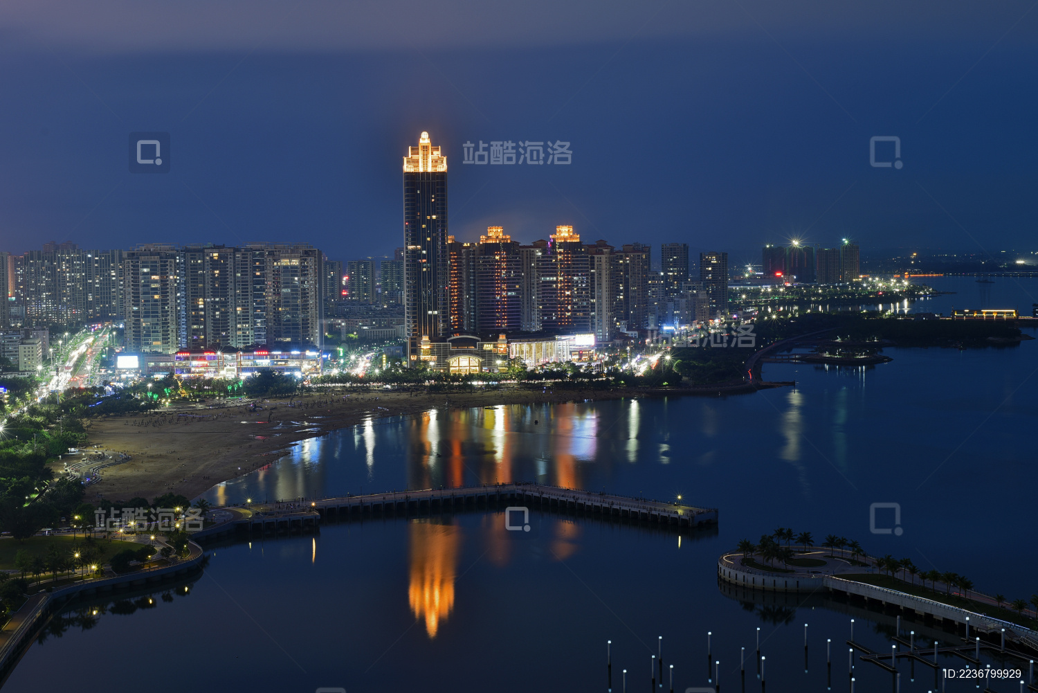 湛江金沙湾城市建筑风光夜景