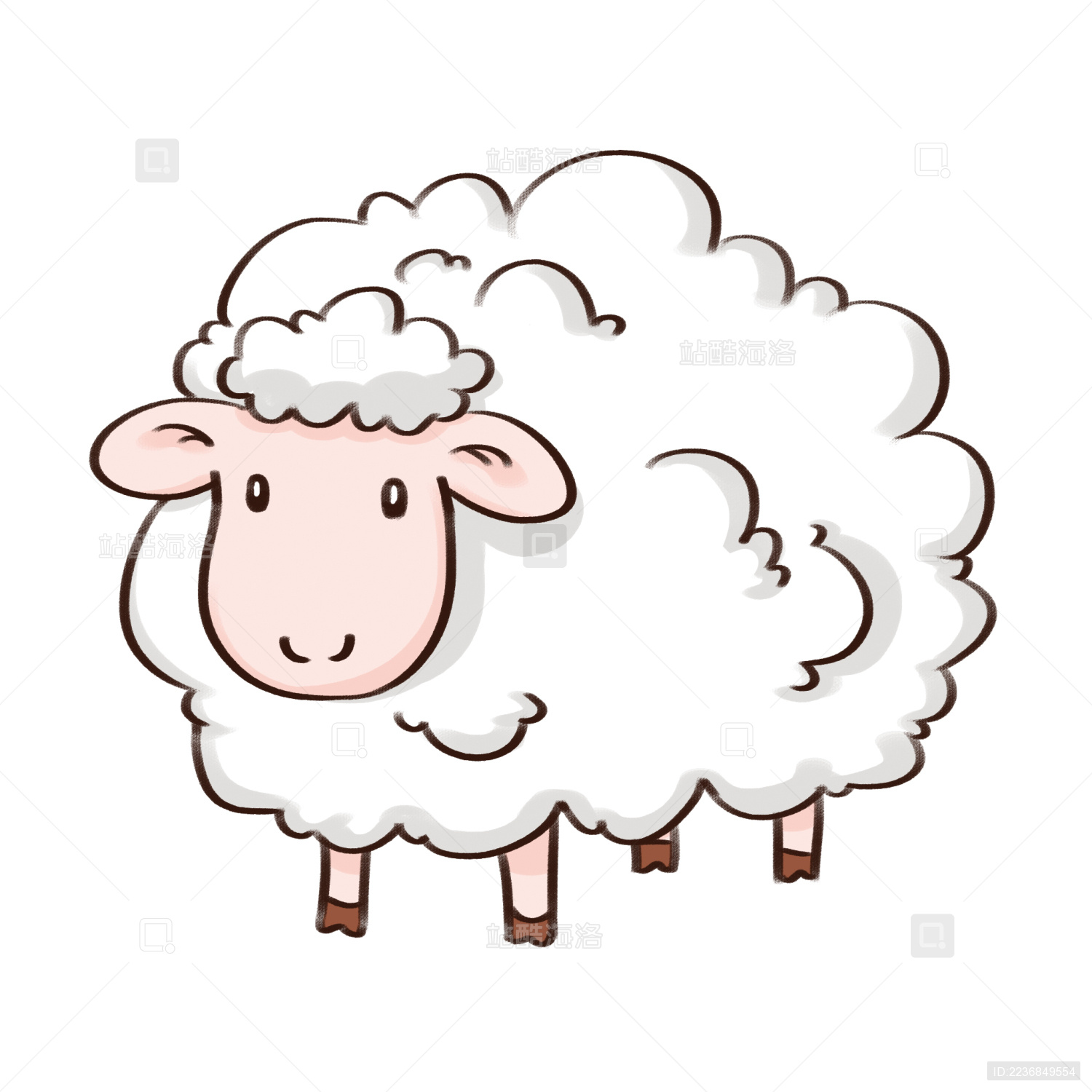 一只站着的呆萌可爱的小绵羊