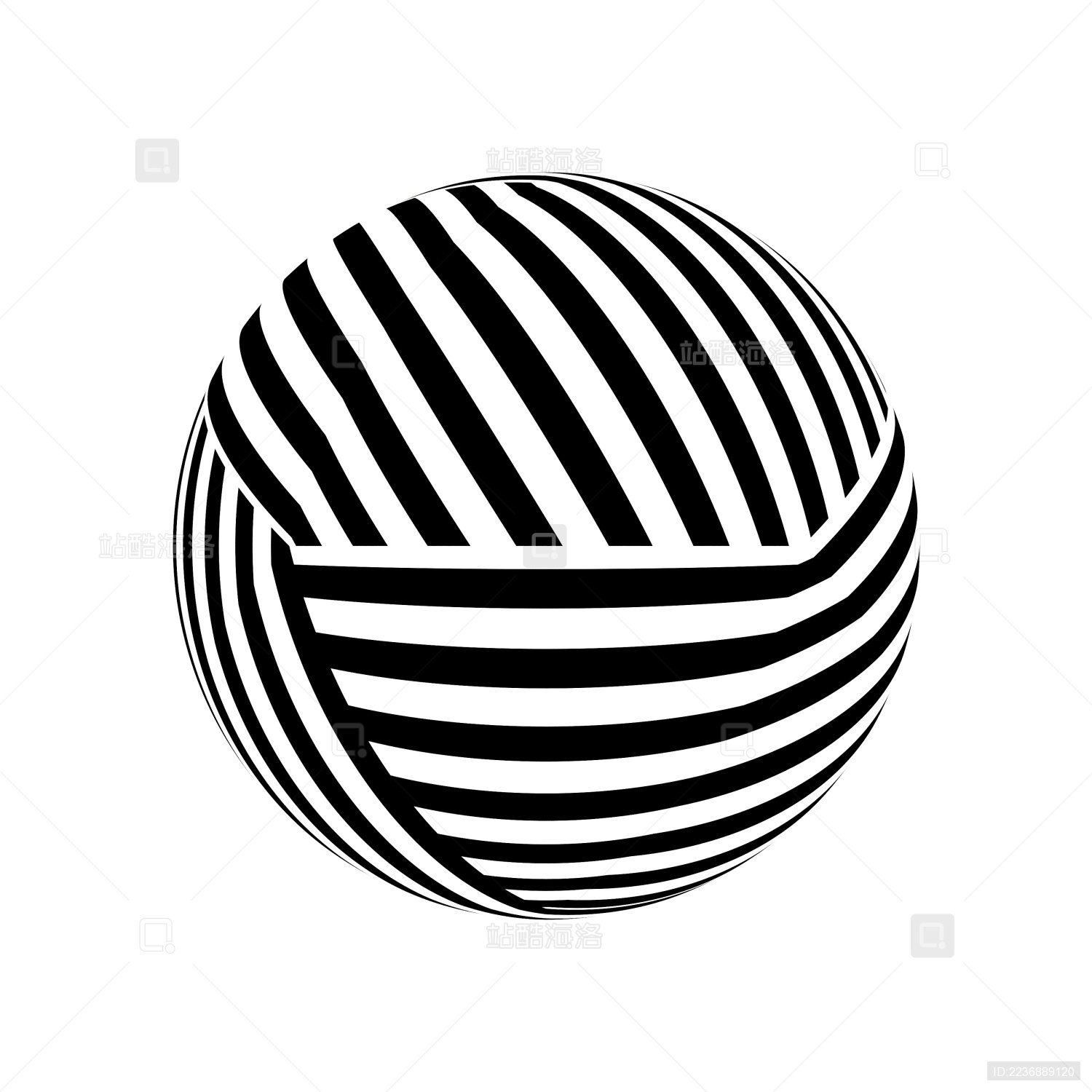 抽象的黑白条纹图形 带有波纹起伏