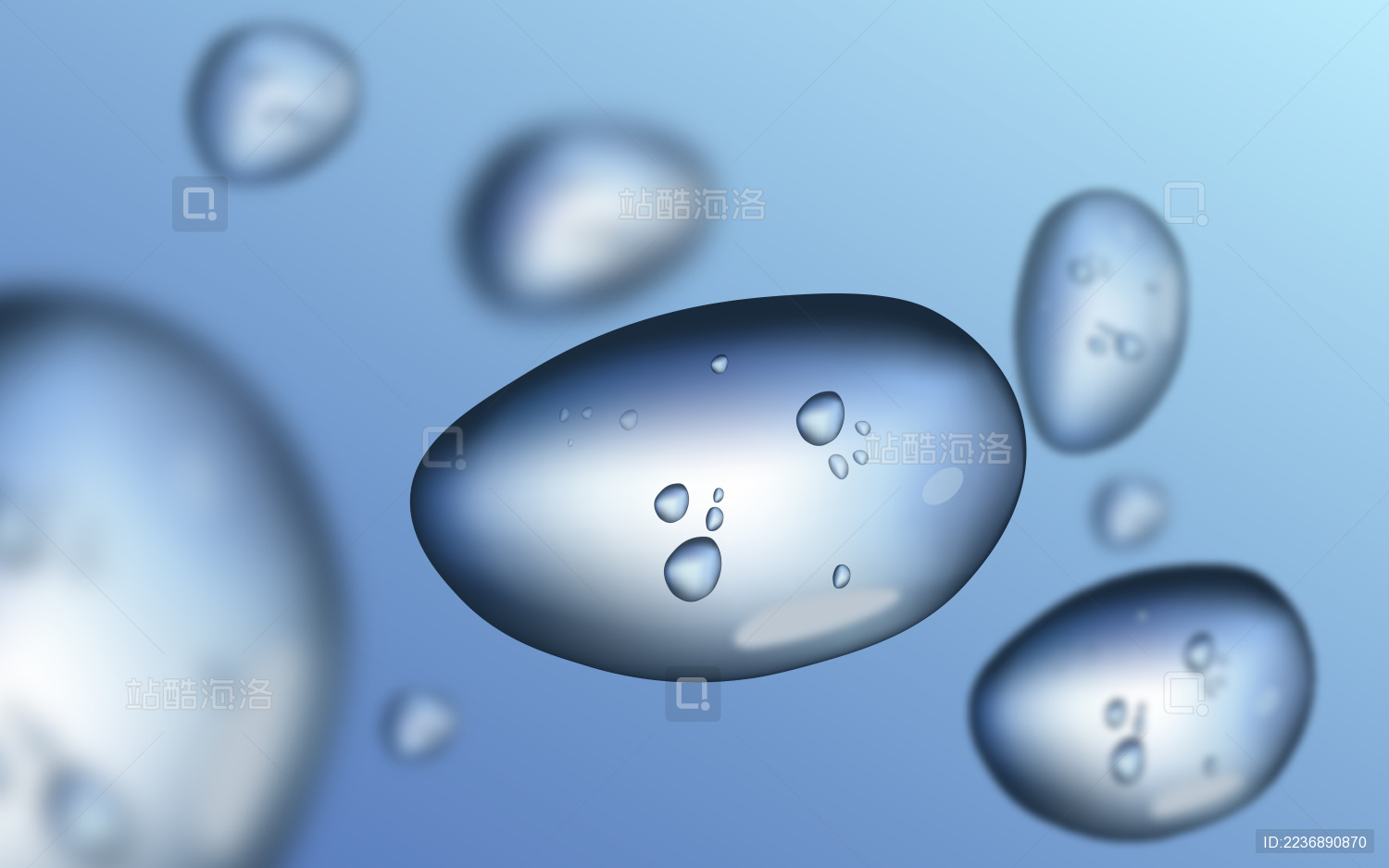 聚焦透明液态水滴矢量元素