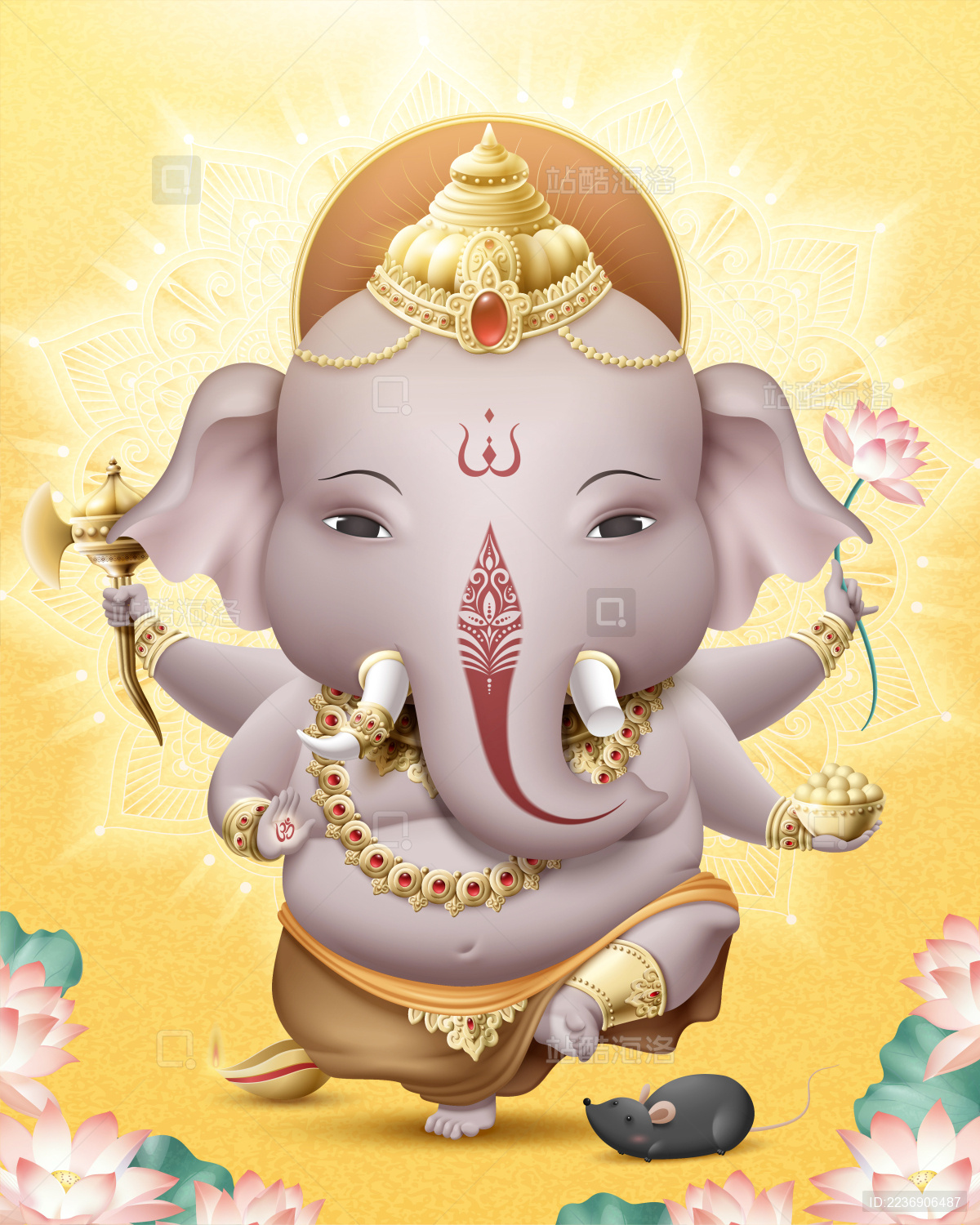 象神节可爱神祇与老鼠坐骑