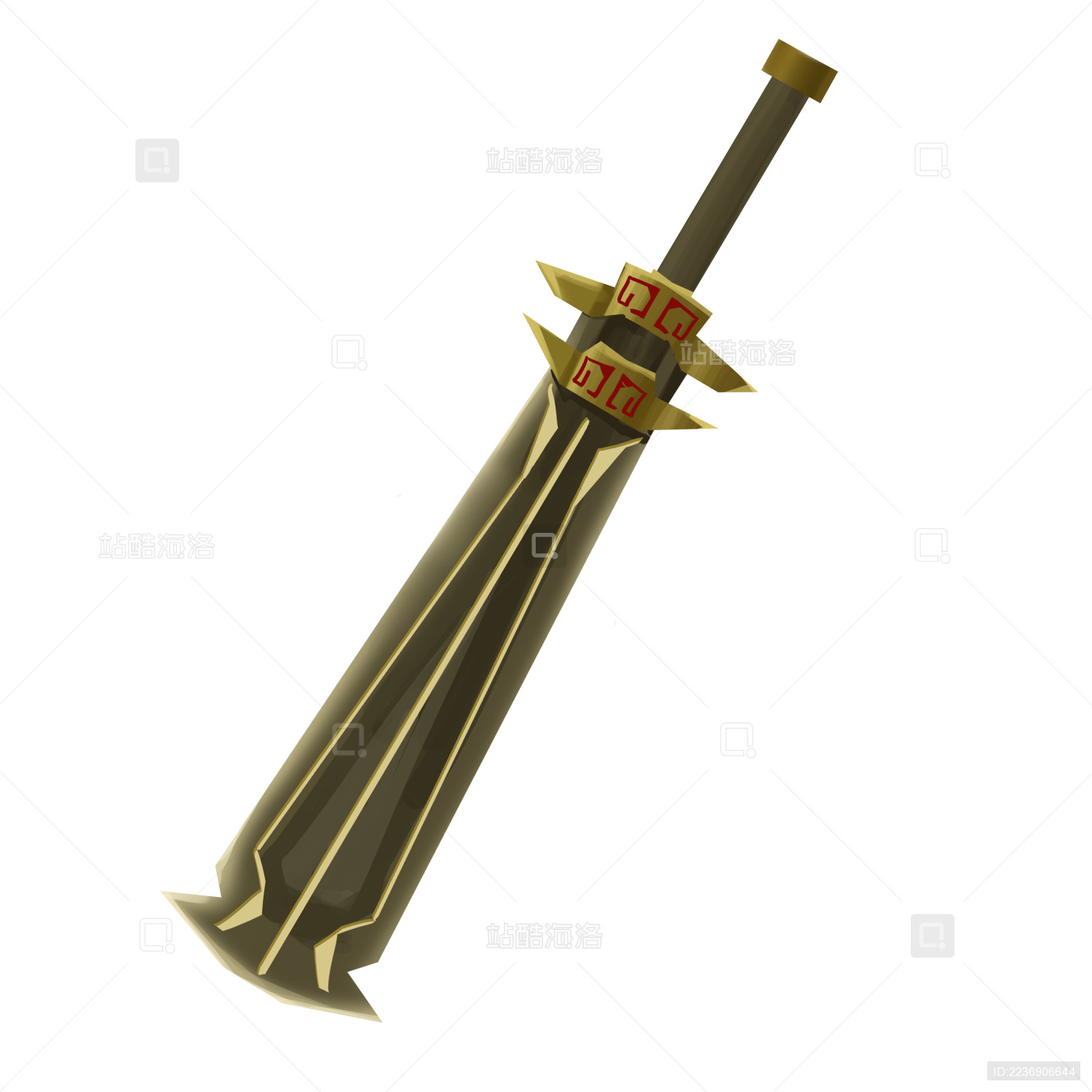 卡通手绘游戏道具兵器铜剑插画