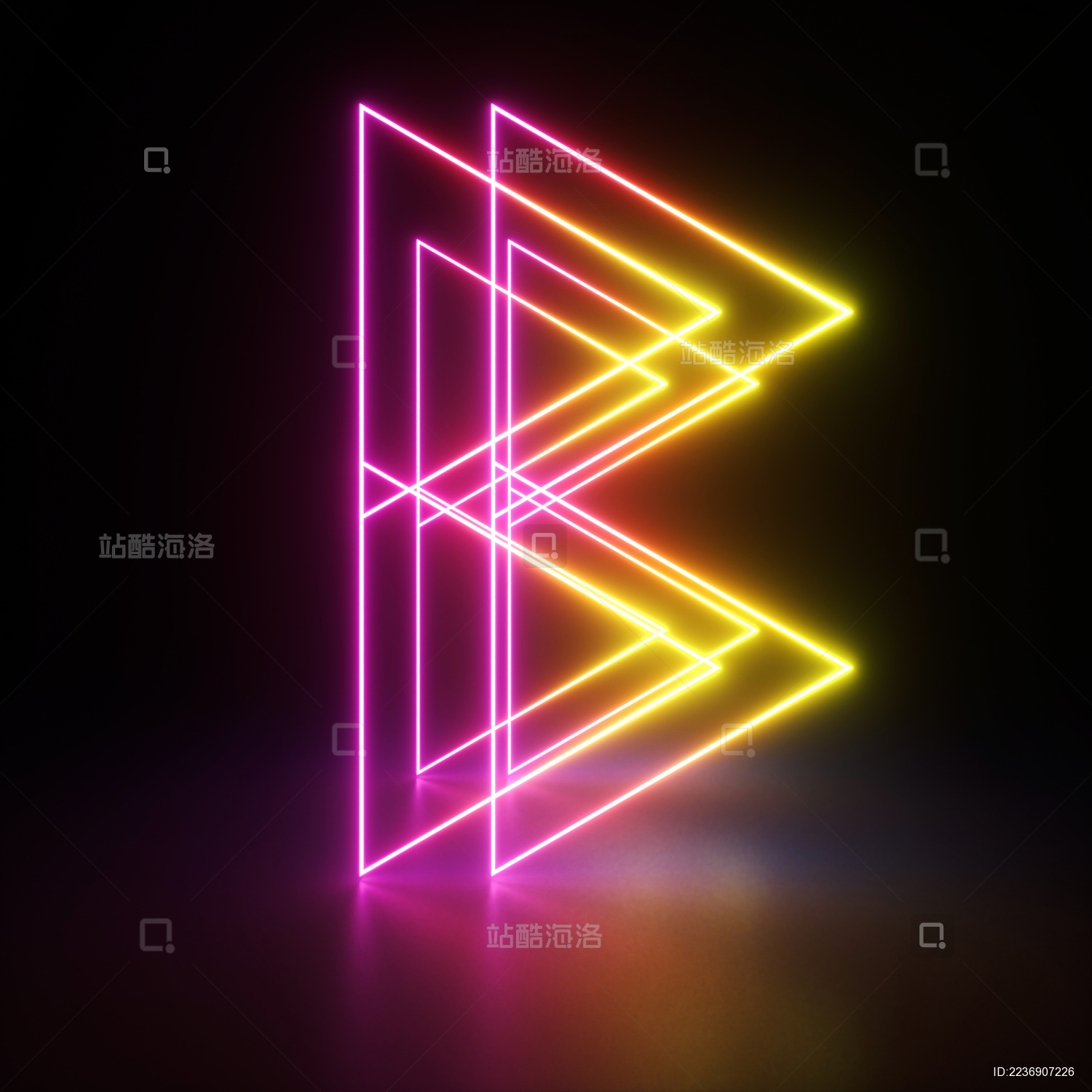 不同几何形状的五彩斑斓的舞台霓虹灯背景素材