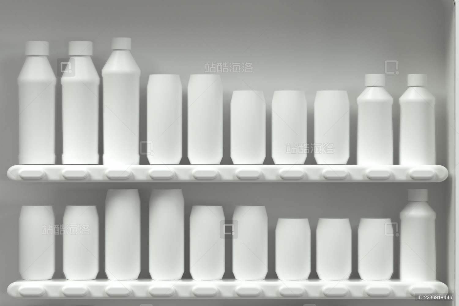 白色背景下的白模自动贩卖机 三维渲染