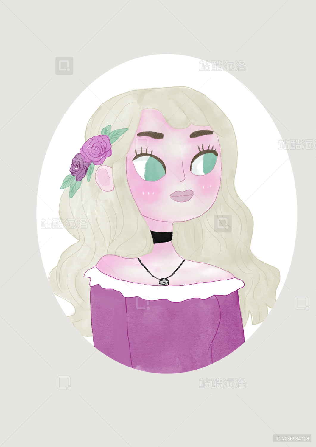 手绘水彩女孩妇女女性插画图