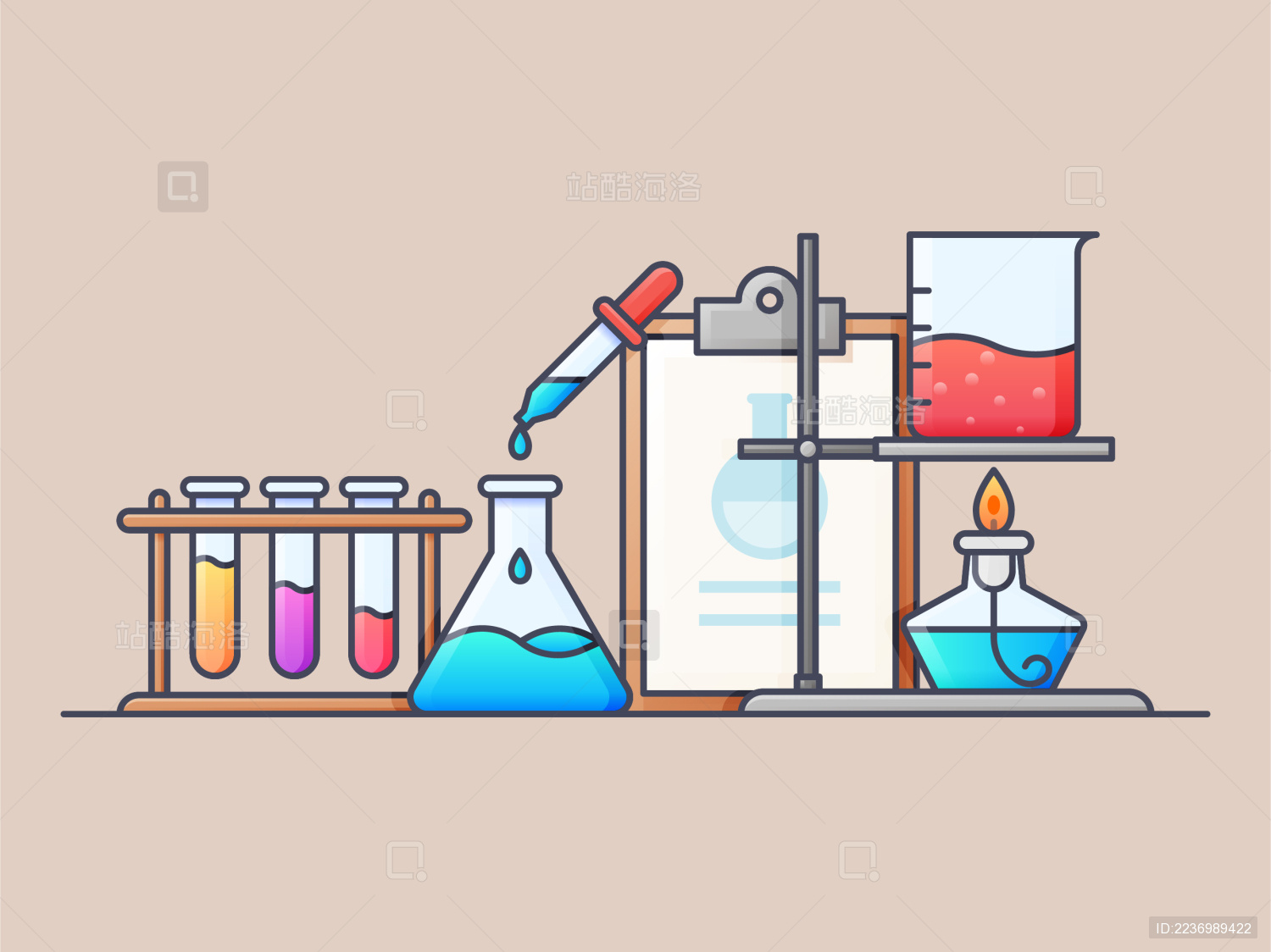科学化学实验室试管烧杯滴管锥形瓶酒精灯设备