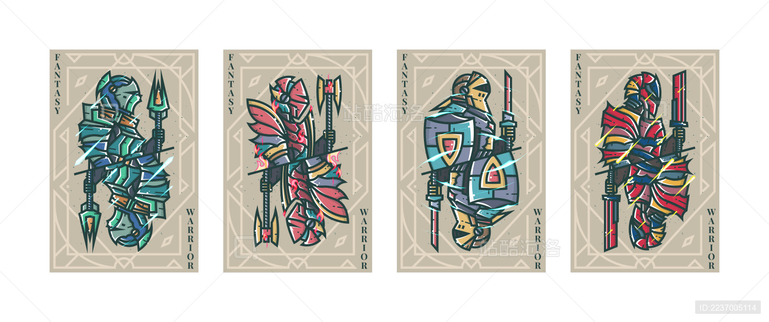 中世纪十字军战士形象卡牌插画