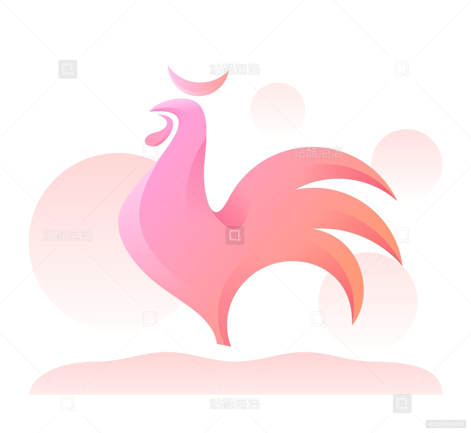 动物艺术图形系列设计-公鸡