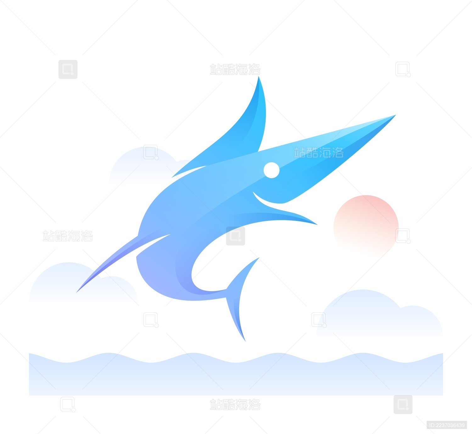 动物艺术图形系列设计-旗鱼